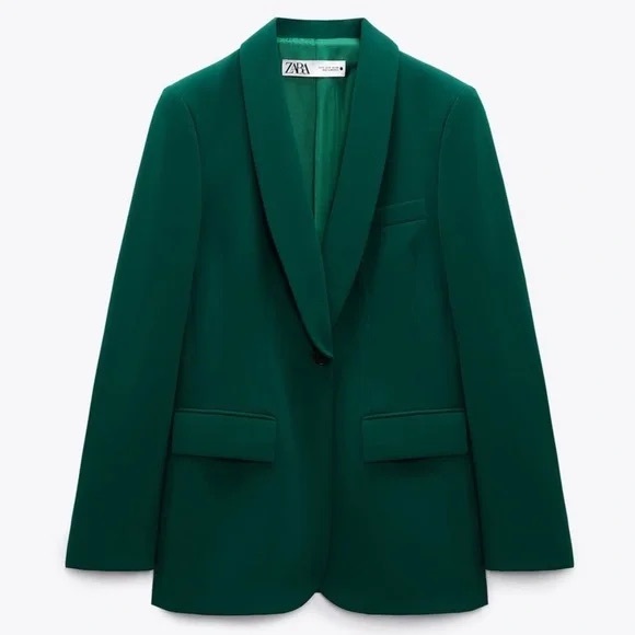 Zara Tuxedo Collared Women's Emerald Blazer